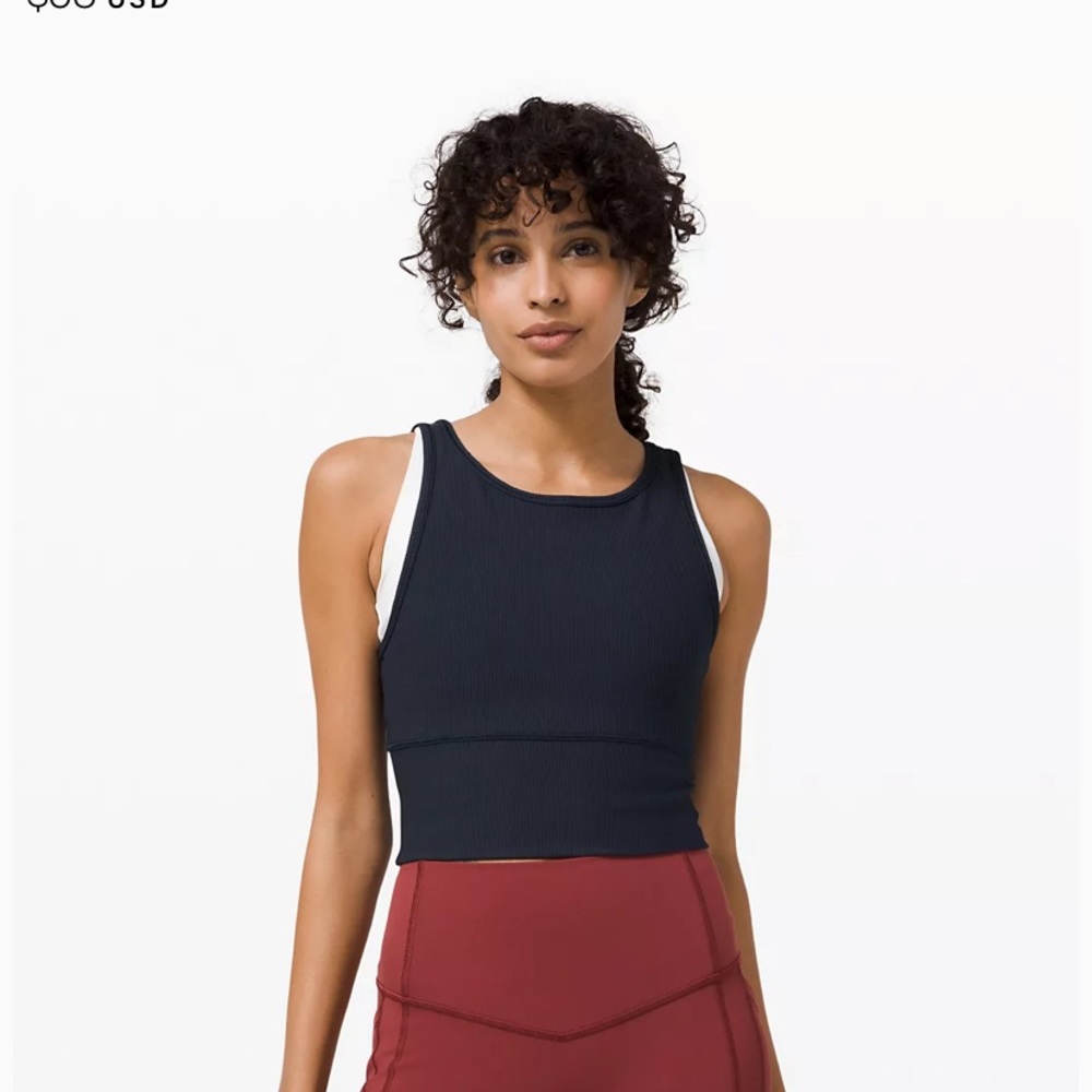 Lulu lemon Power Pivot ribbed tank in bronze green